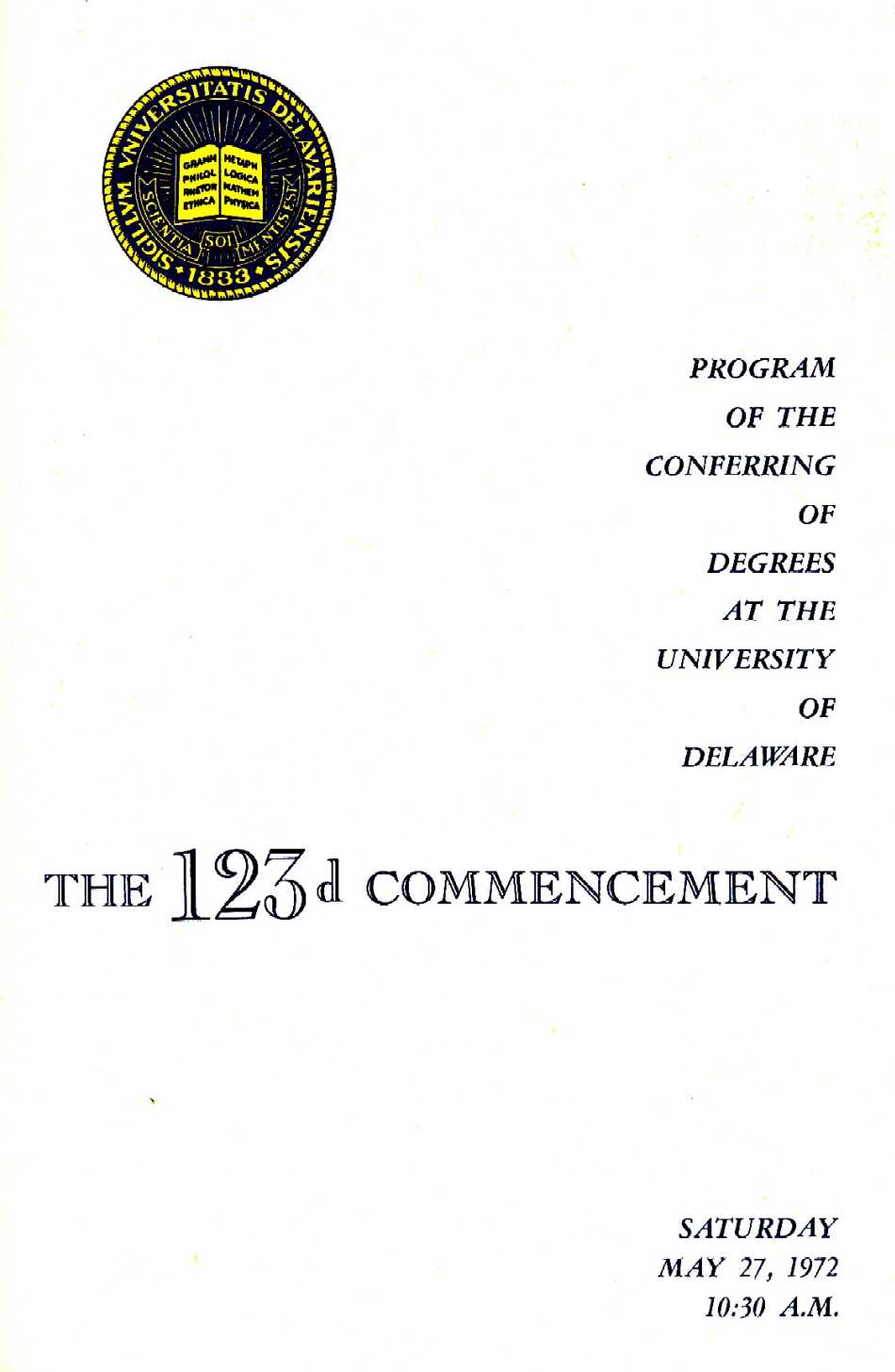 University of Delaware Commencement May 1972