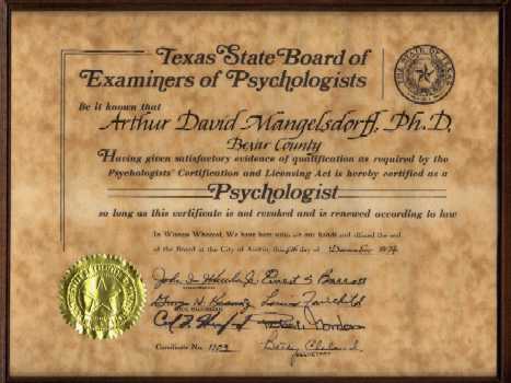 Texas Certificate